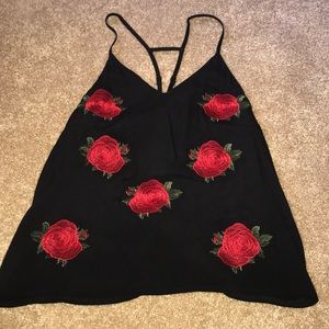LF black rose blouse